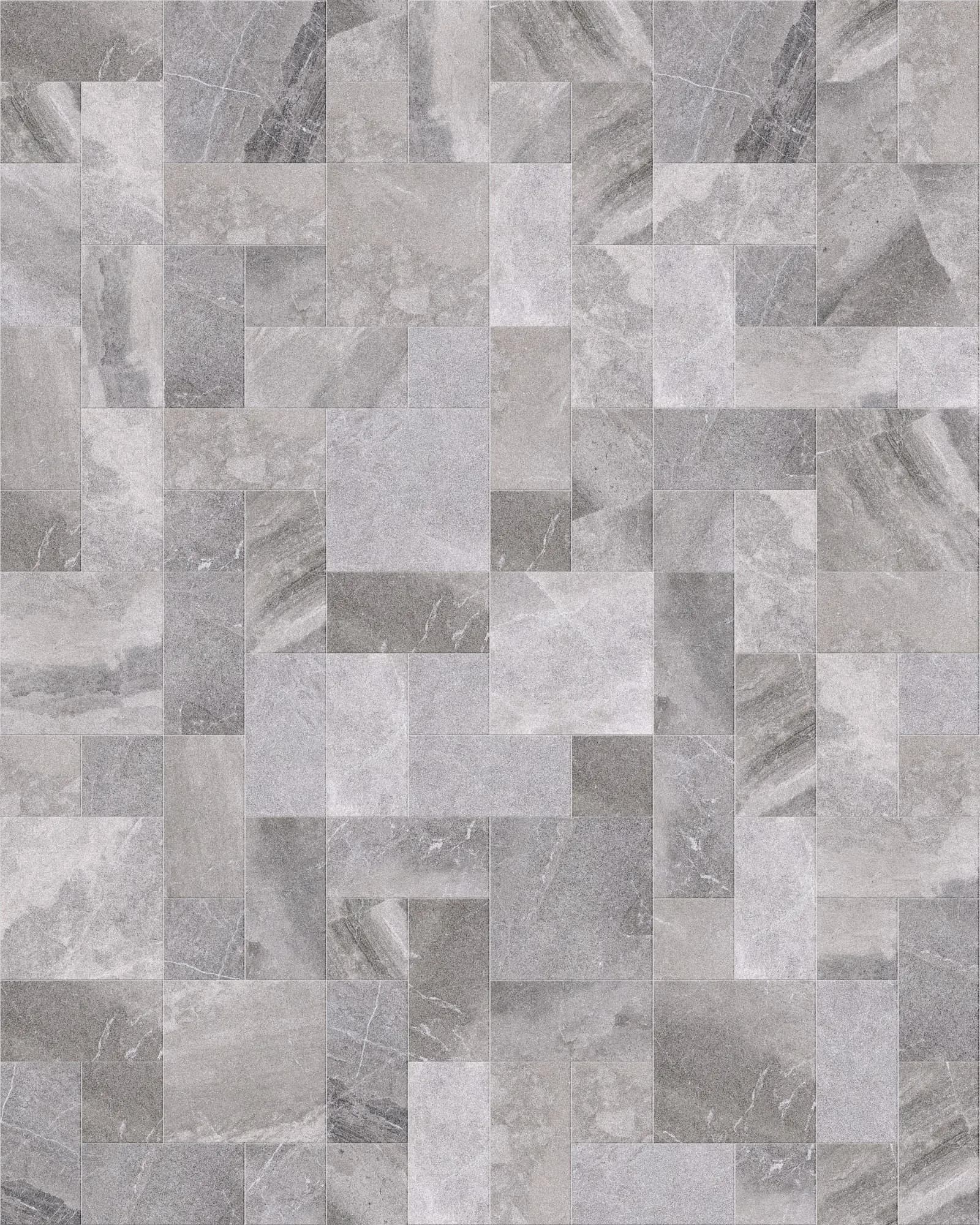 Aegean Grey Marble Sandblasted ANS Combo Pattern 3cm Modern Tumbled Paver