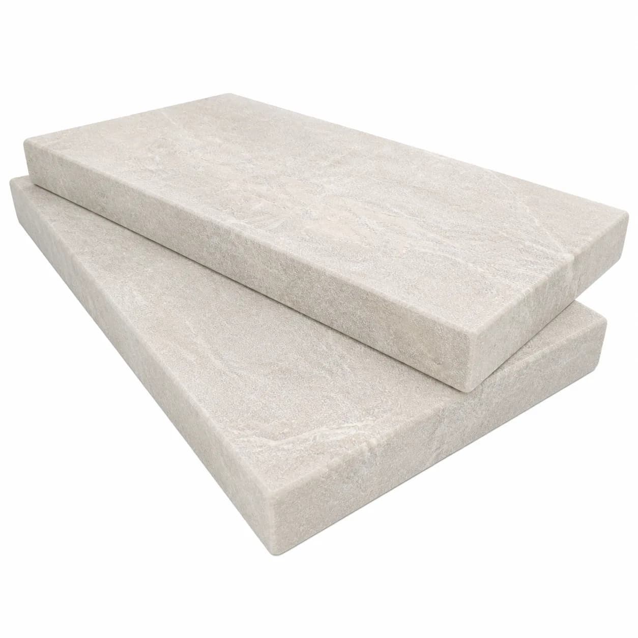 Royal Cream Marble Leathered 12x24 5cm Eased Edge Coping