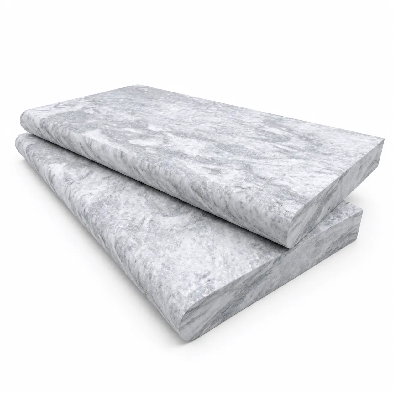 Aqua Grey Marble Brushed 12x24 5cm Single Bullnose Coping