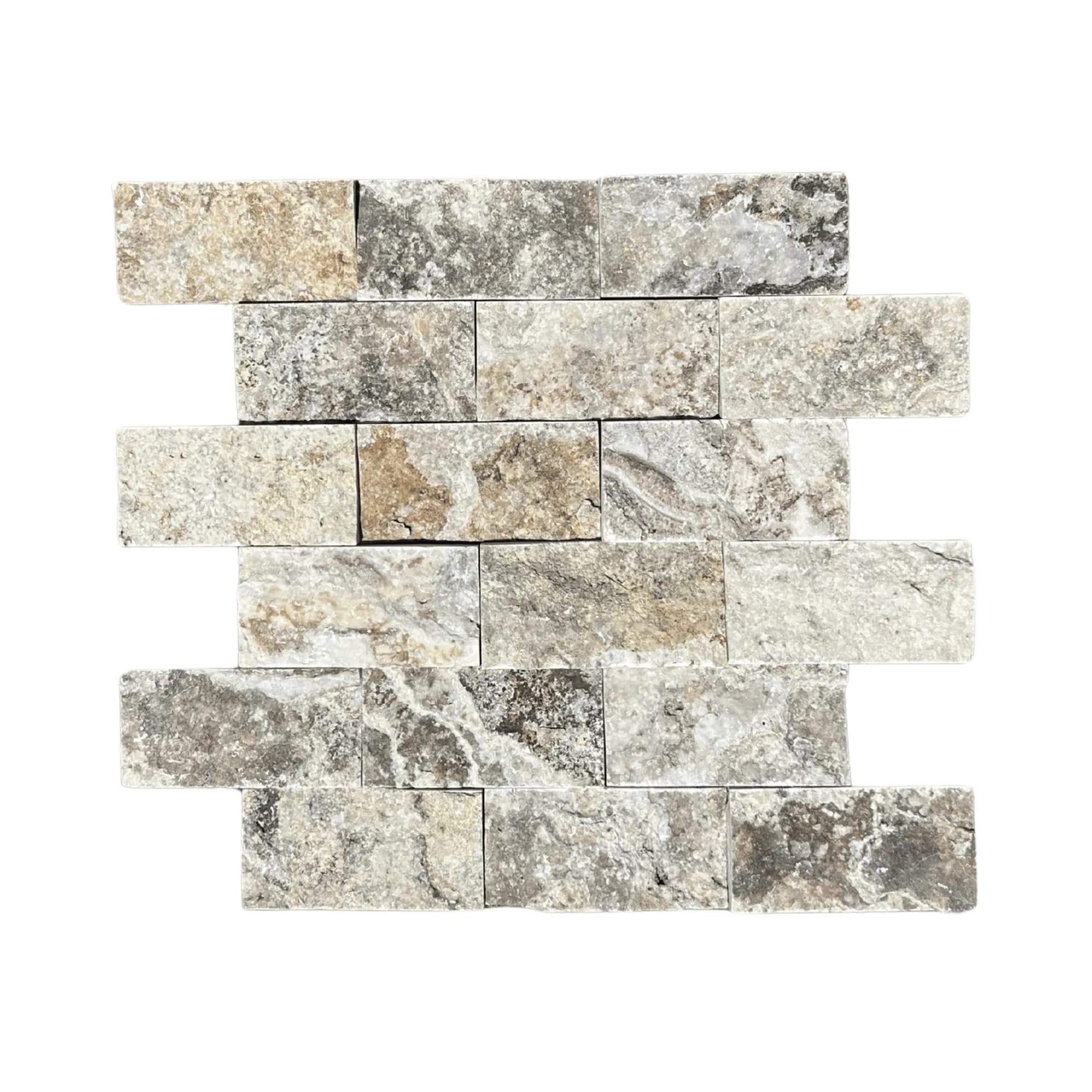 Plata Travertine Split Face Ledger Panel - 2x4 Sheet