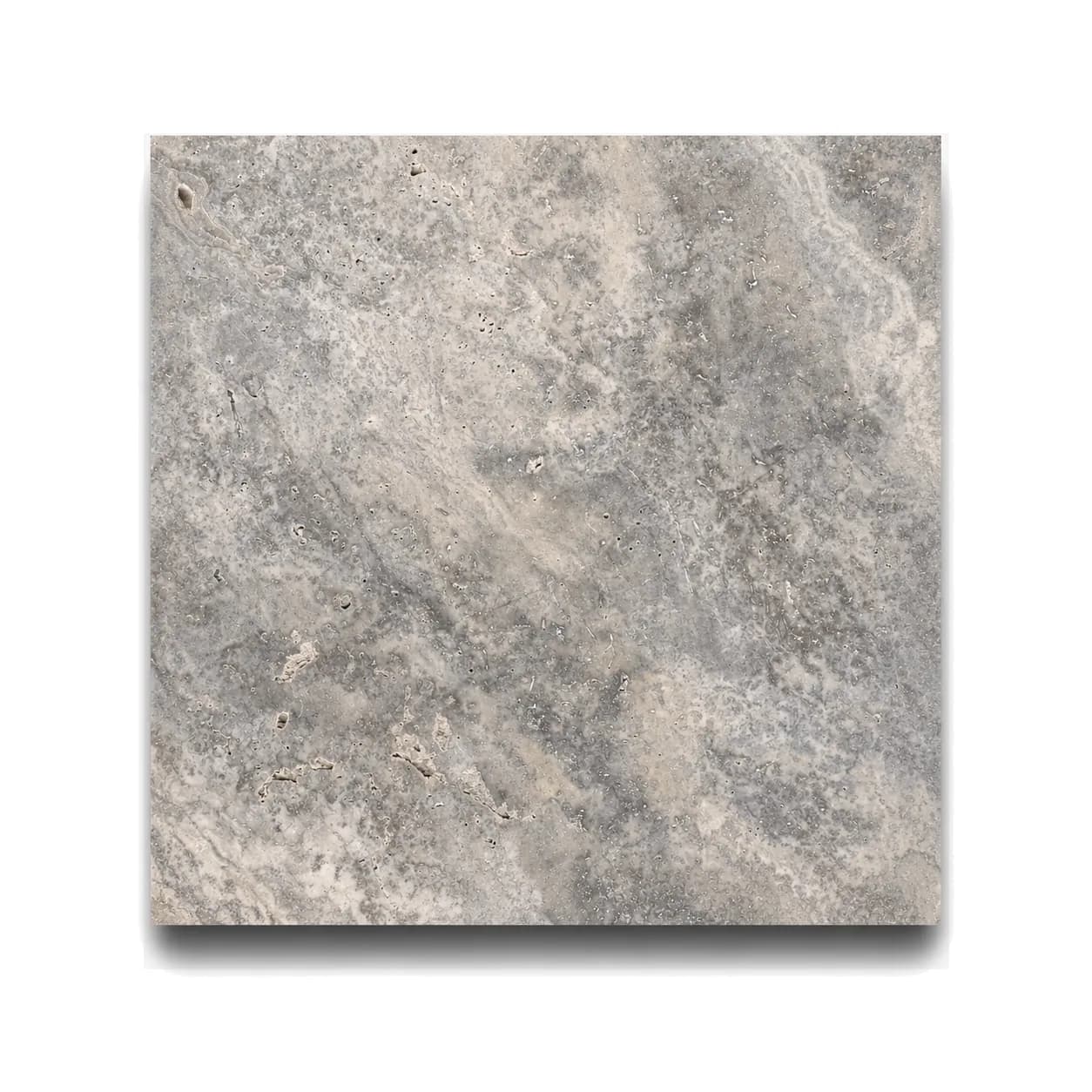 Silver Premium Travertine Honed 12x12 1.2cm Modern Tumbled Tile