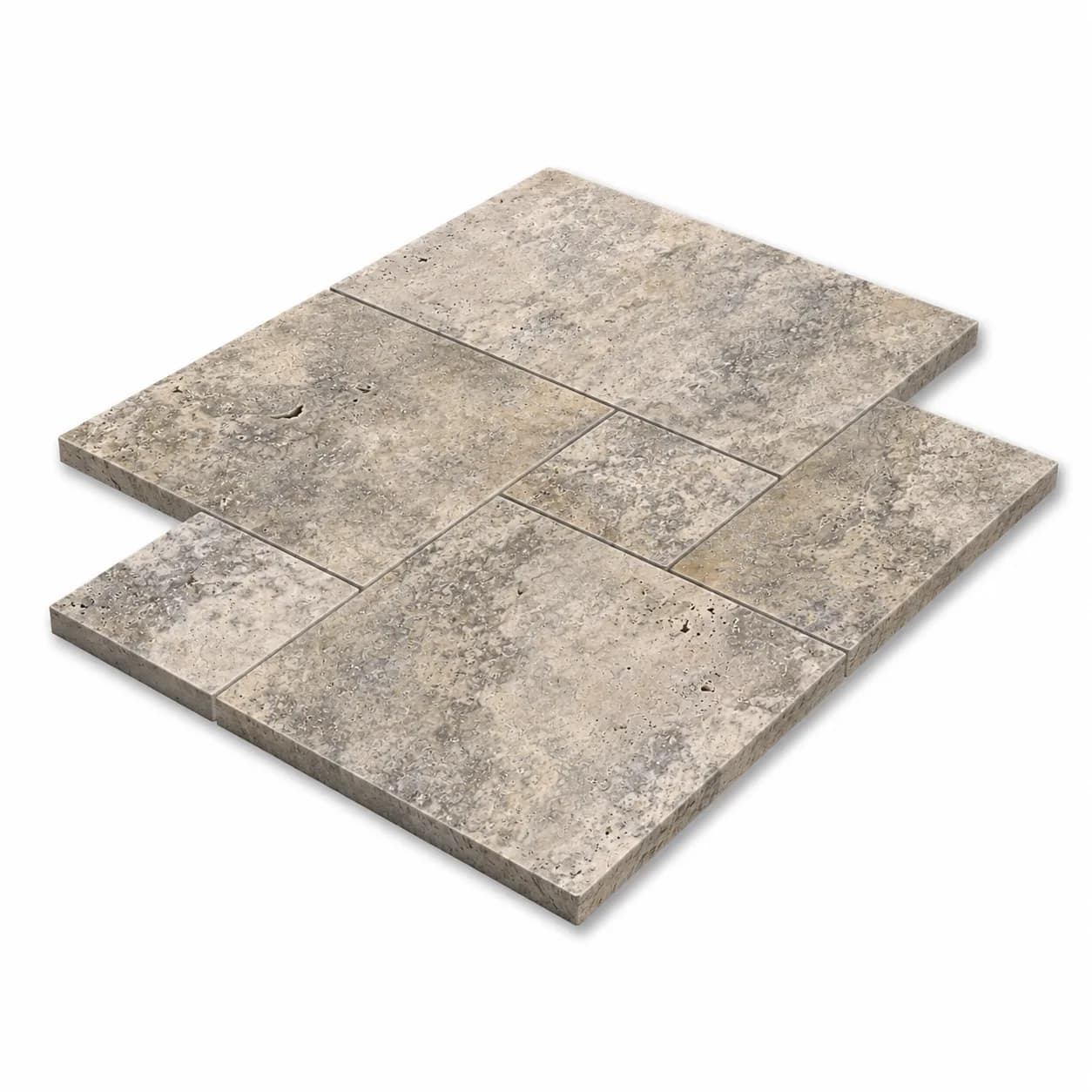 Silver Premium Travertine Honed French Pattern 3cm Modern Tumbled Paver