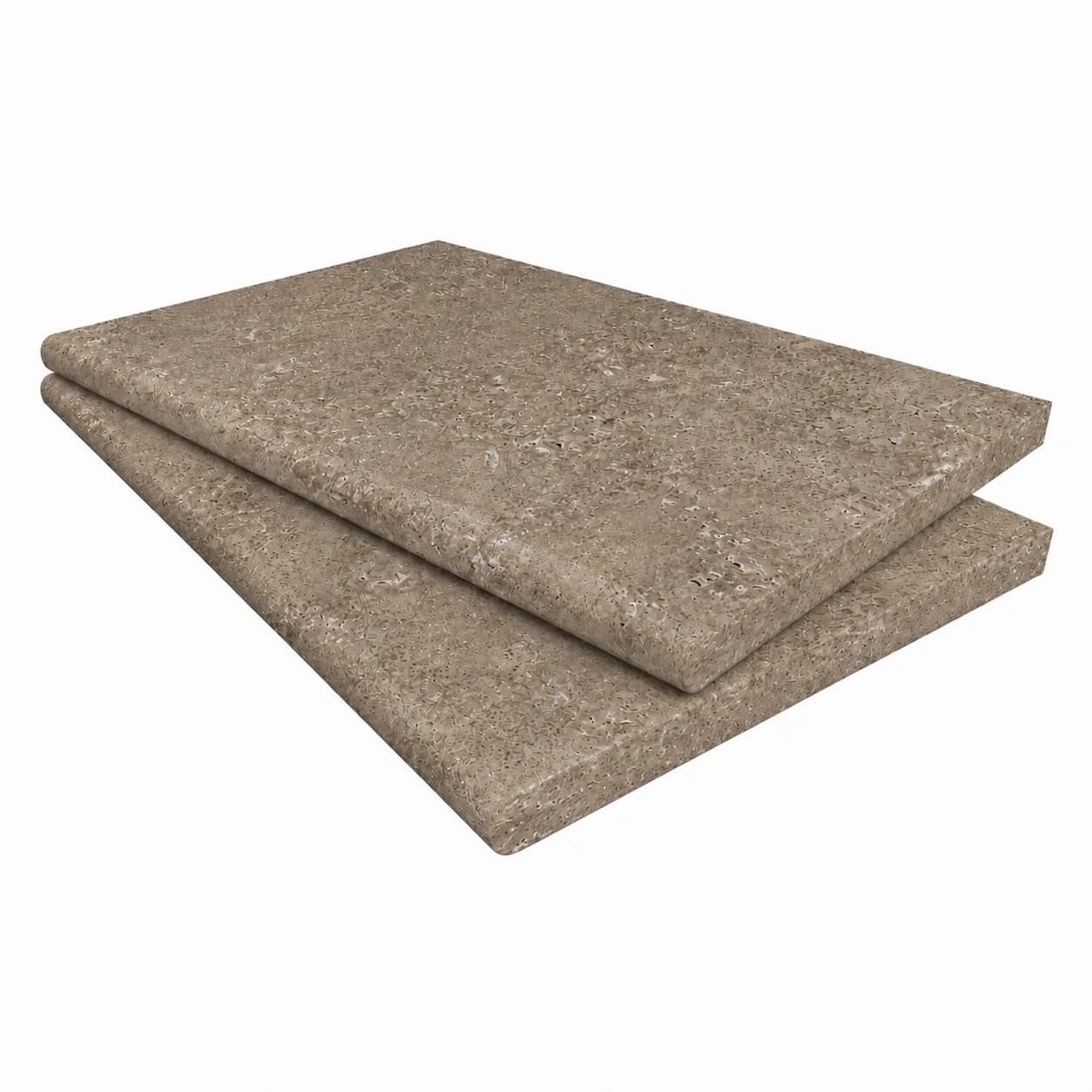 Dark Premium Travertine Honed 16x24 3cm Single Bullnose Coping