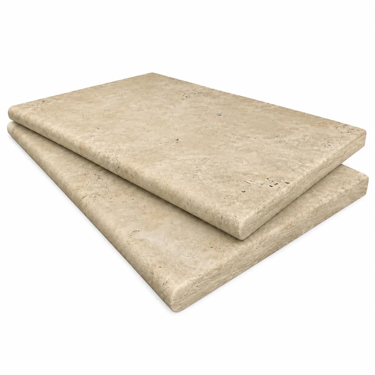 Antique Light Travertine Honed 16x24 3cm Single Bullnose Coping