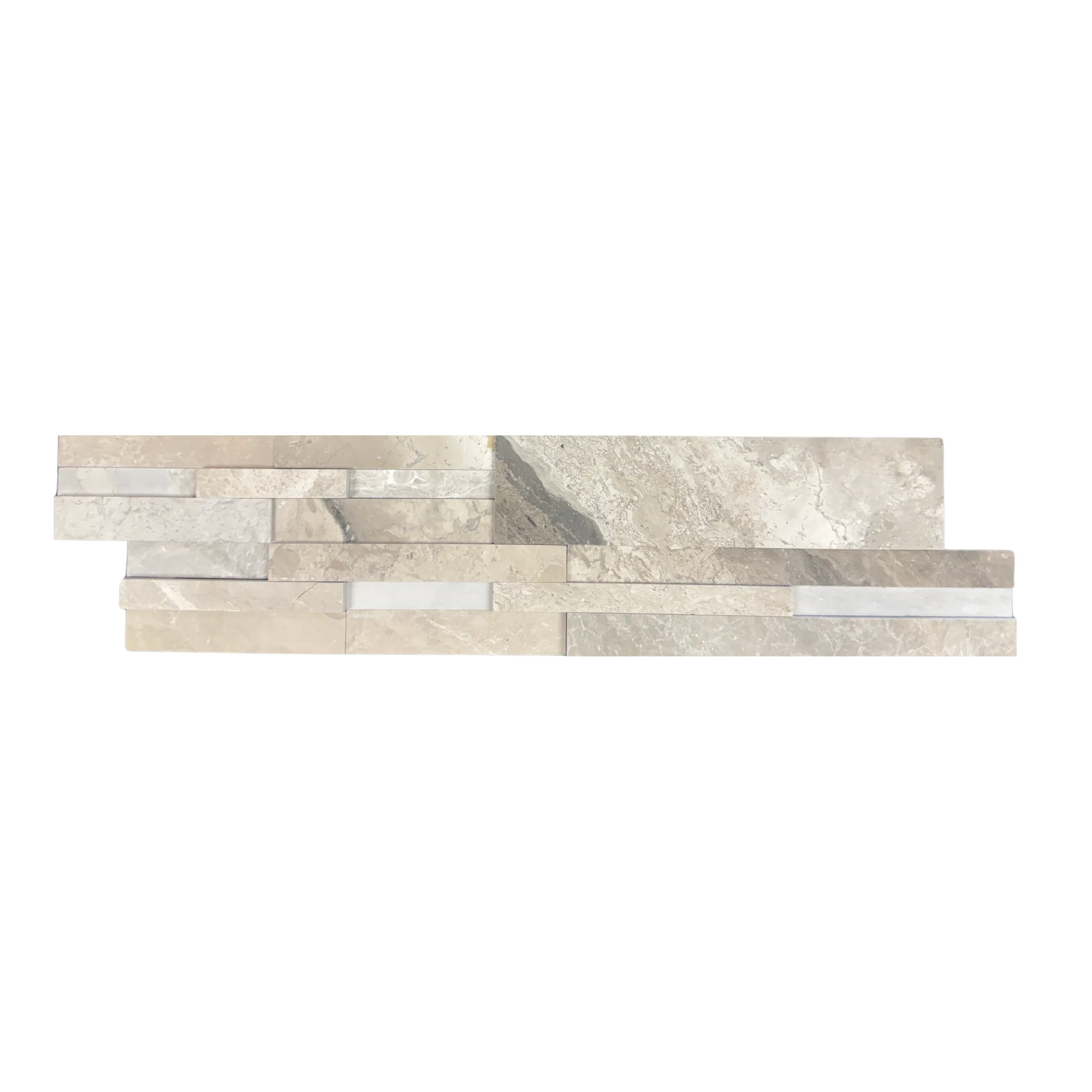 Aegean Grey Marble 3D Honed Ledger Panel - 6x24 Flat