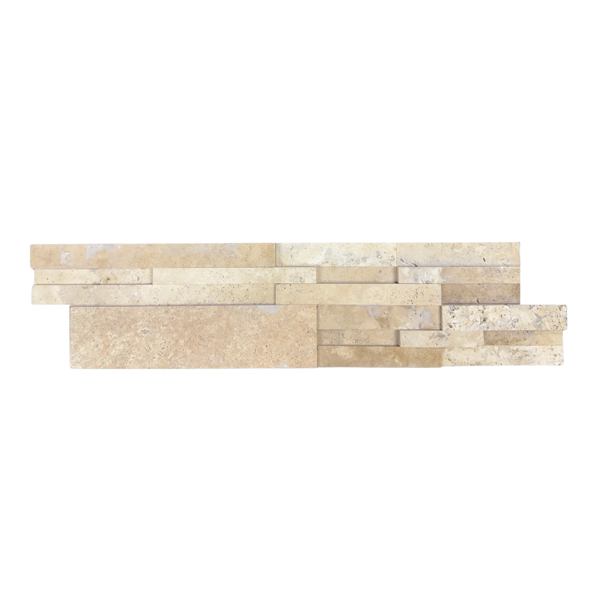 Light Premium Travertine 3D Honed Ledger Panel - 6x24 Flat