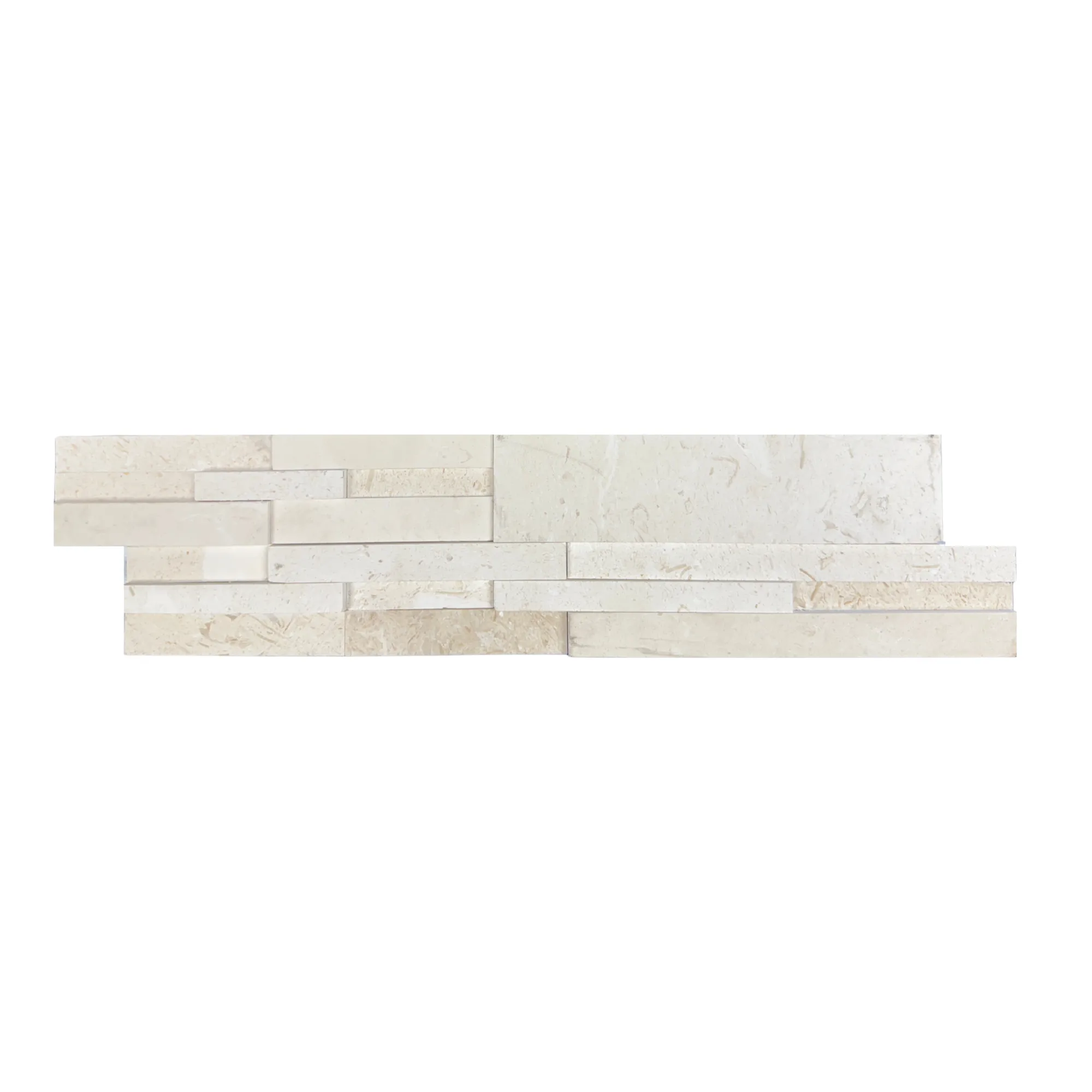 Myra White Limestone 3D Honed Ledger Panel - 6x24 Flat