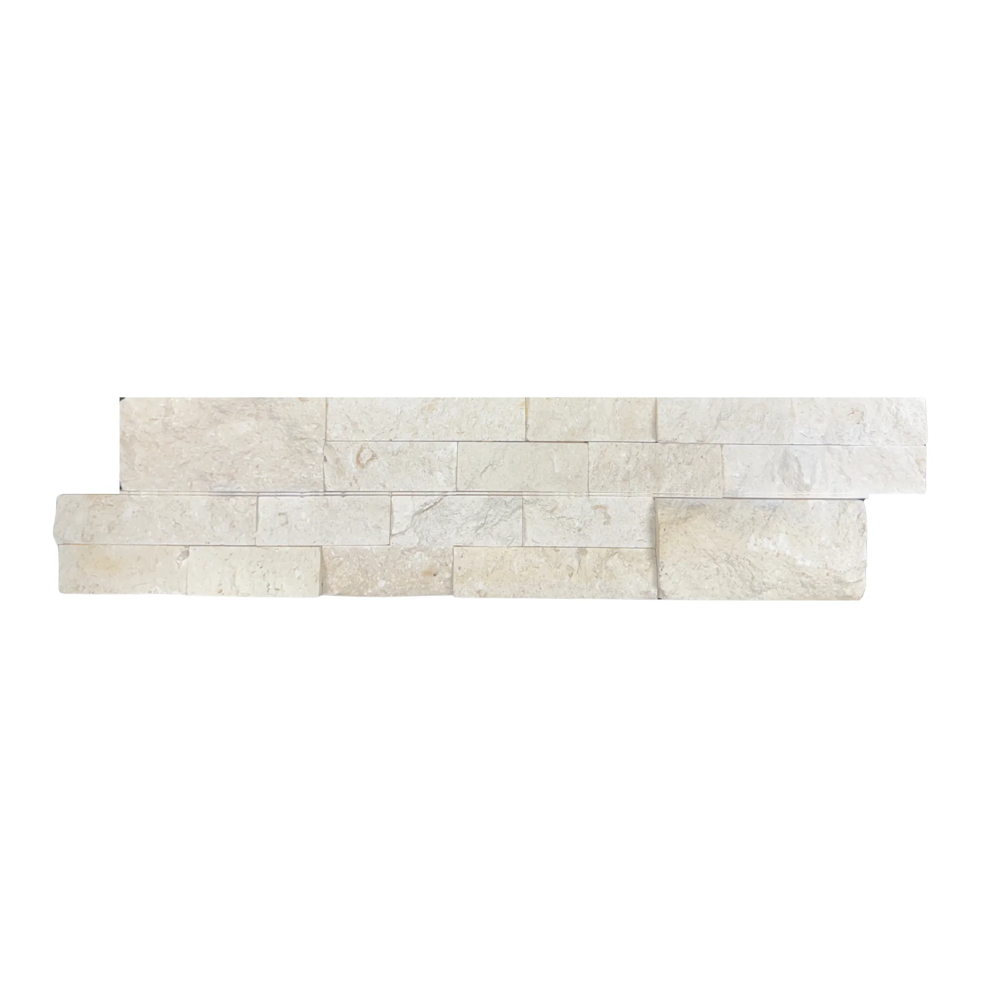 Myra White Limestone Split Face Ledger Panel - 6x24 Flat