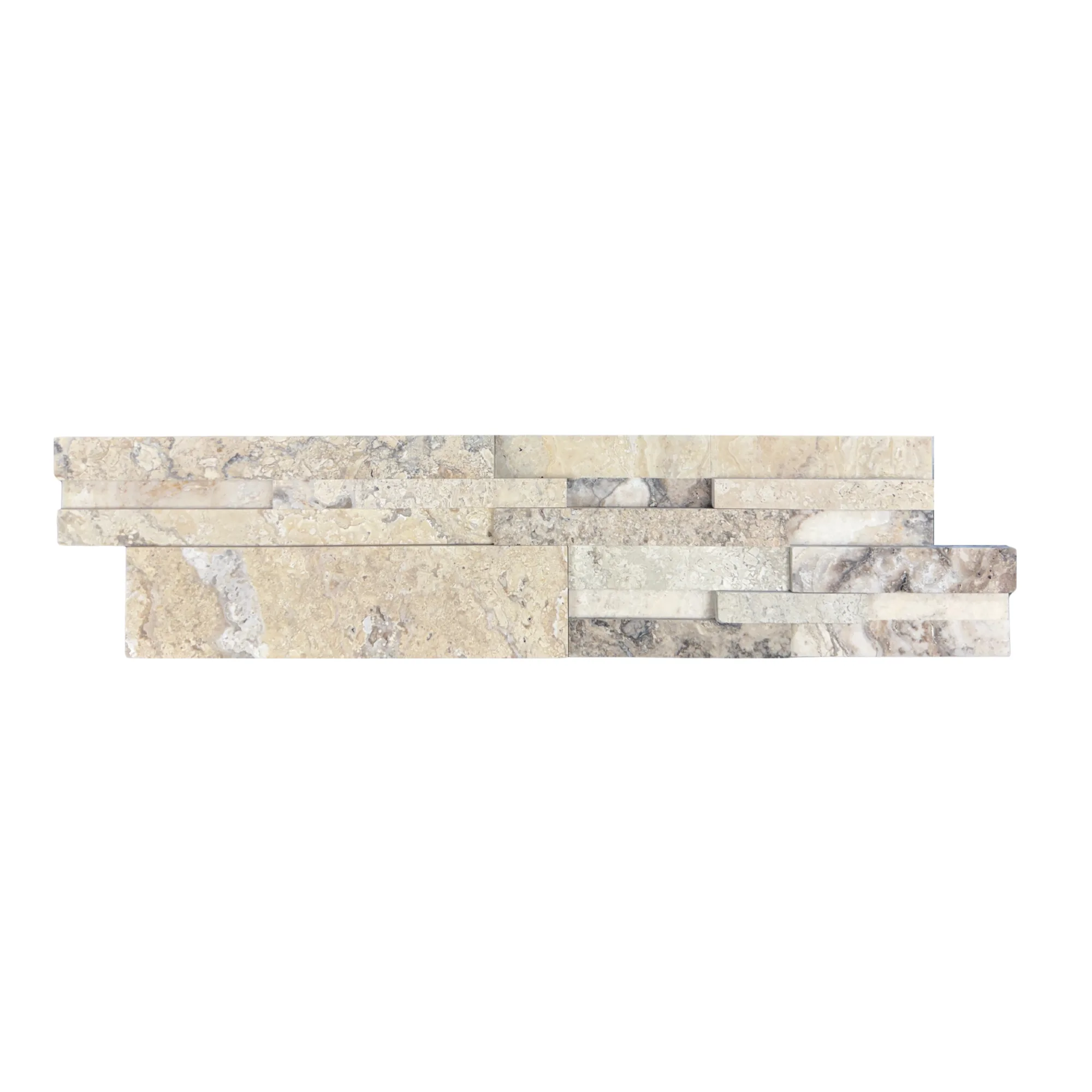Plata Travertine 3D Honed Ledger Panel - 6x24 Flat