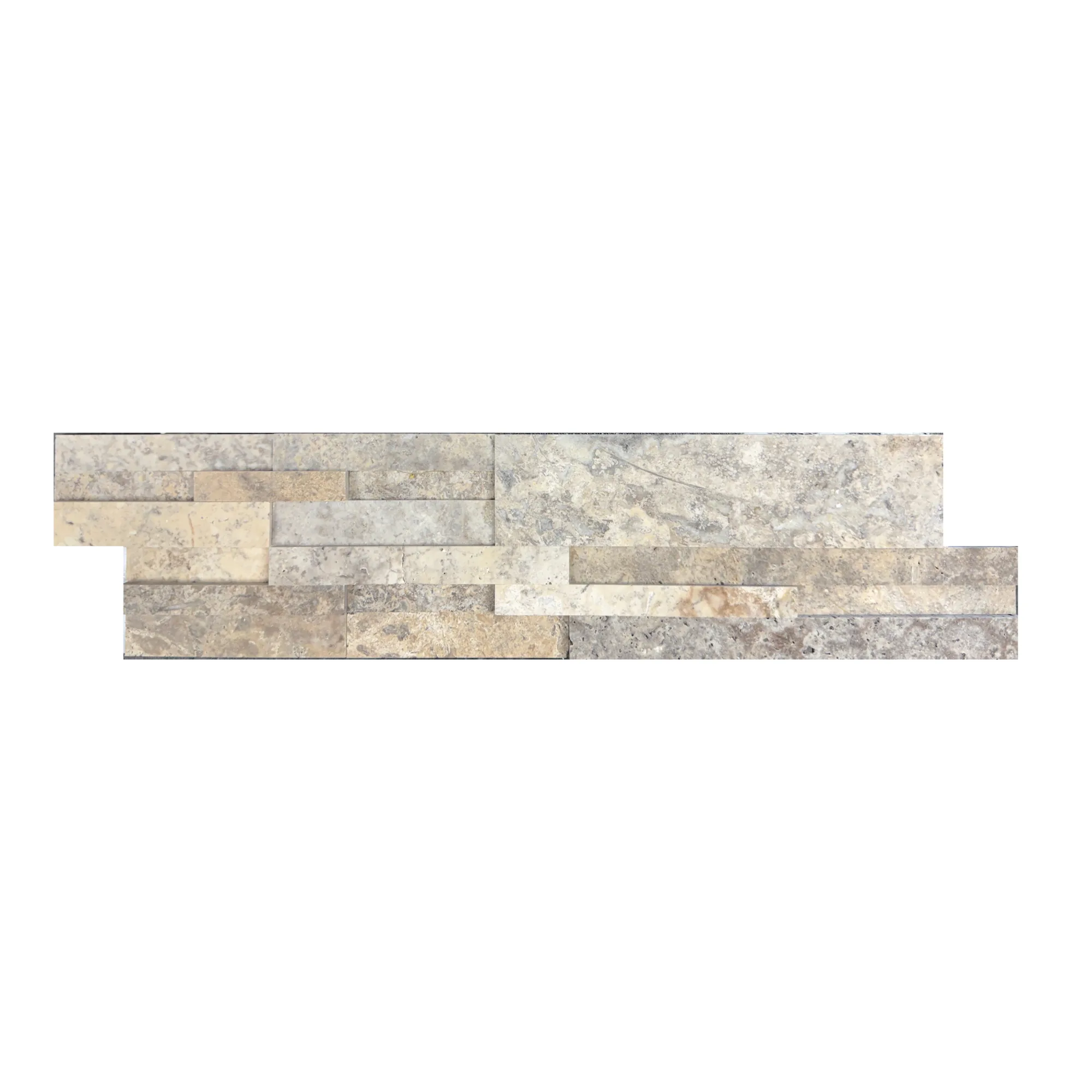 Silver Premium Travertine 3D Honed Ledger Panel - 6x24 Flat