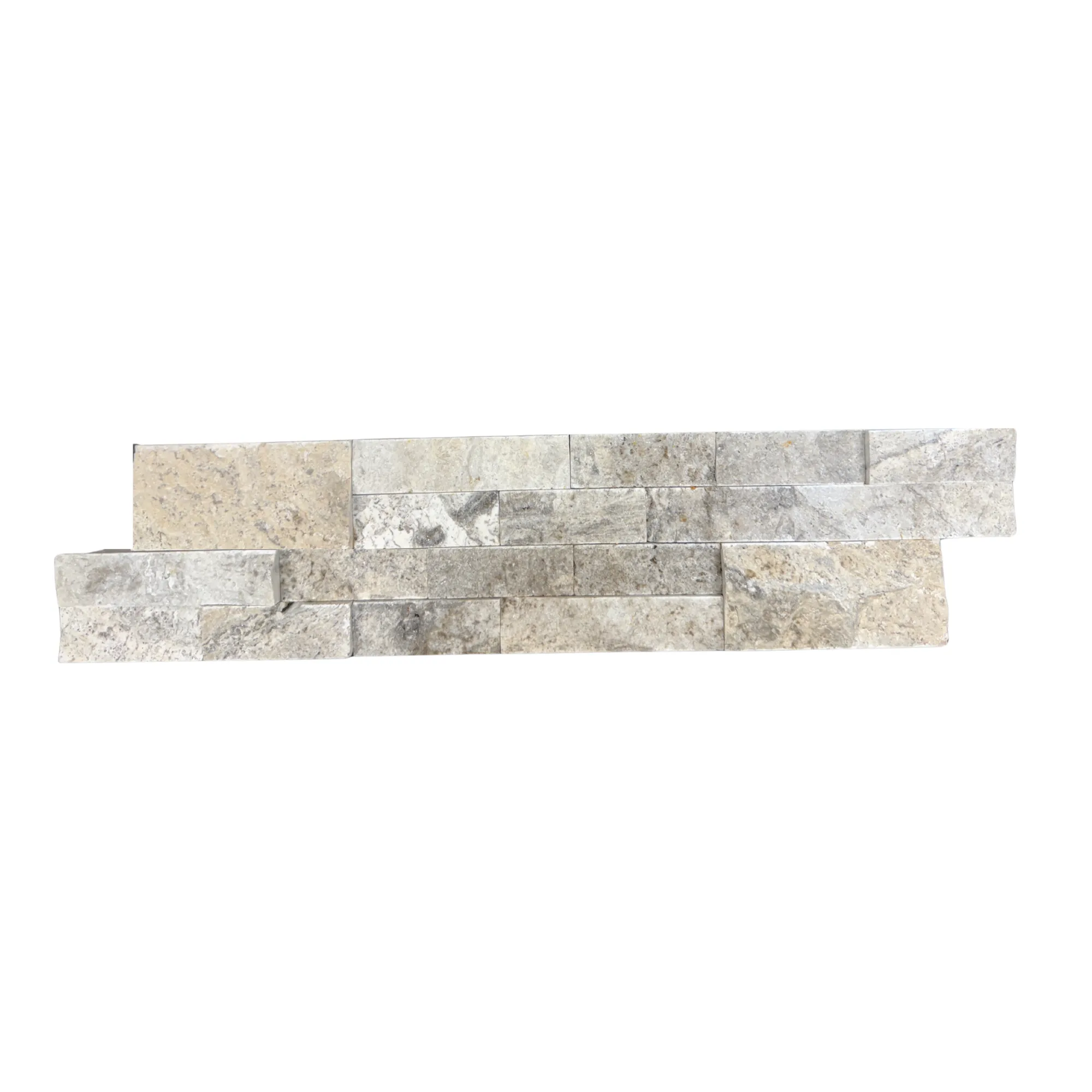 Silver Premium Travertine Split Face Ledger Panel - 6x24 Flat
