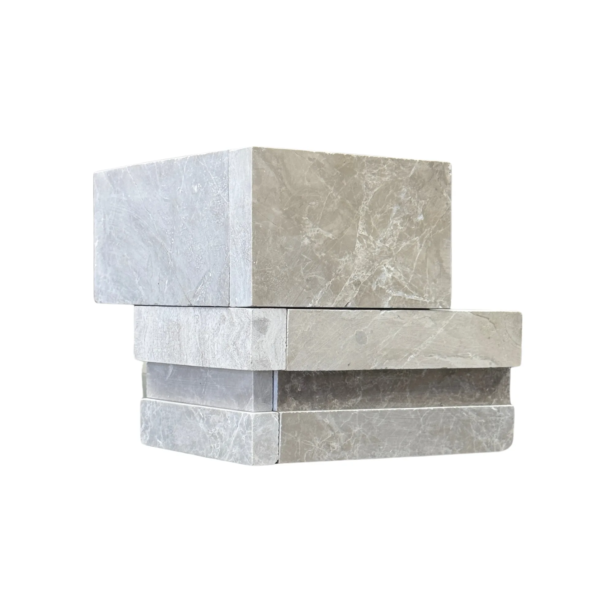 Aegean Grey Marble 3D Honed Ledger Panel - 6x6 Corner
