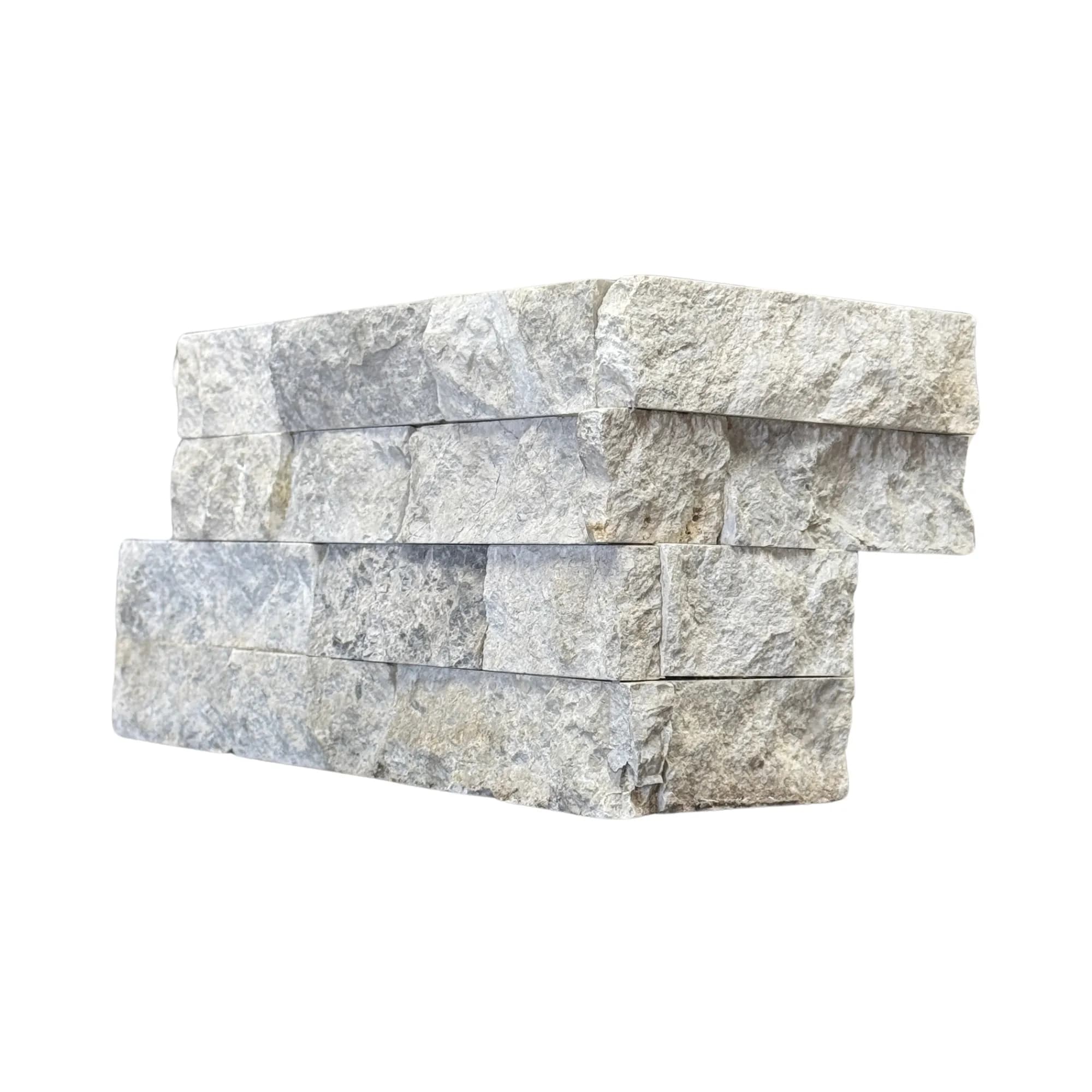 Aegean Grey Marble Split Face Ledger Panel - 6x20 Corner