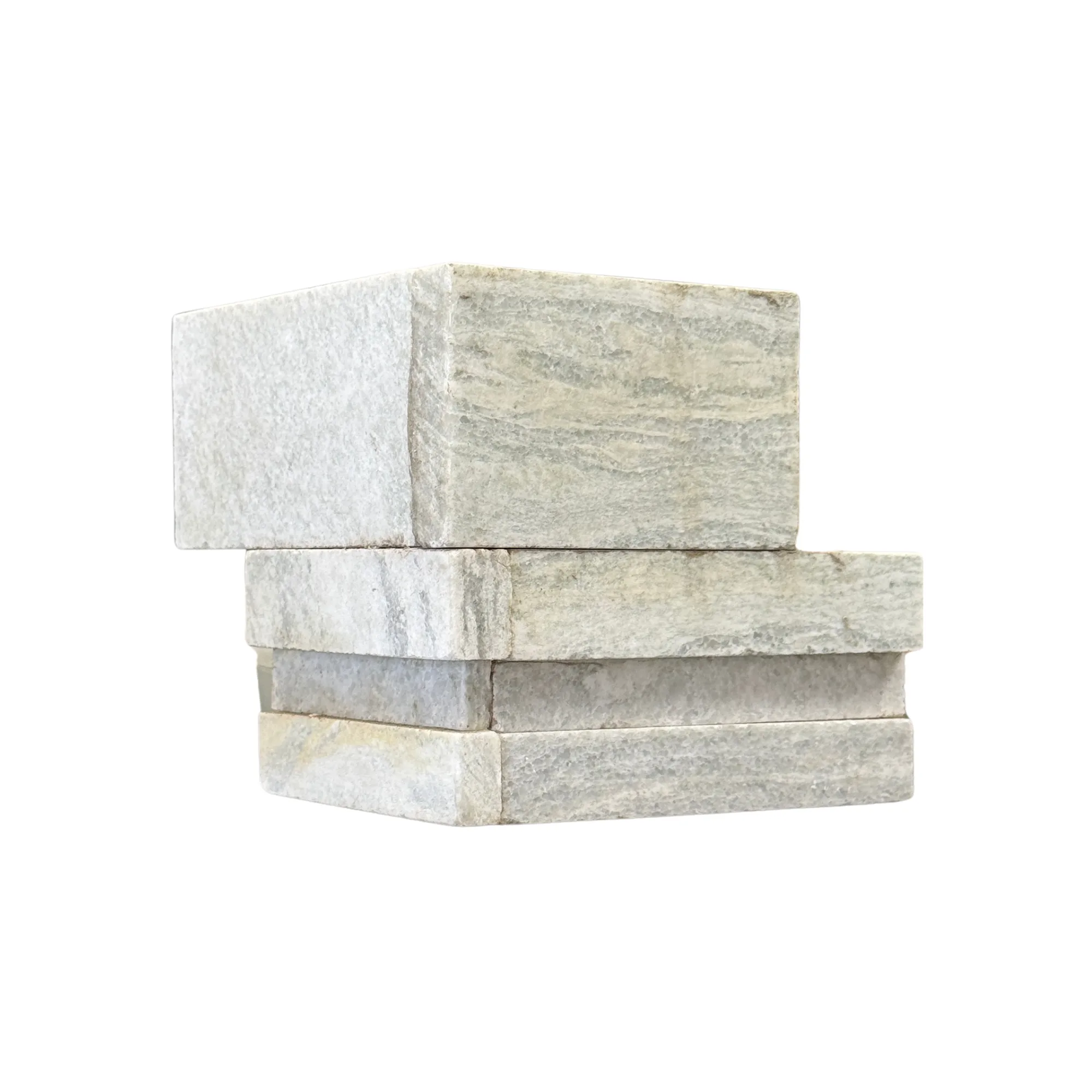 Aqua Grey Marble 3D Honed Ledger Panel - 6x6 Corner