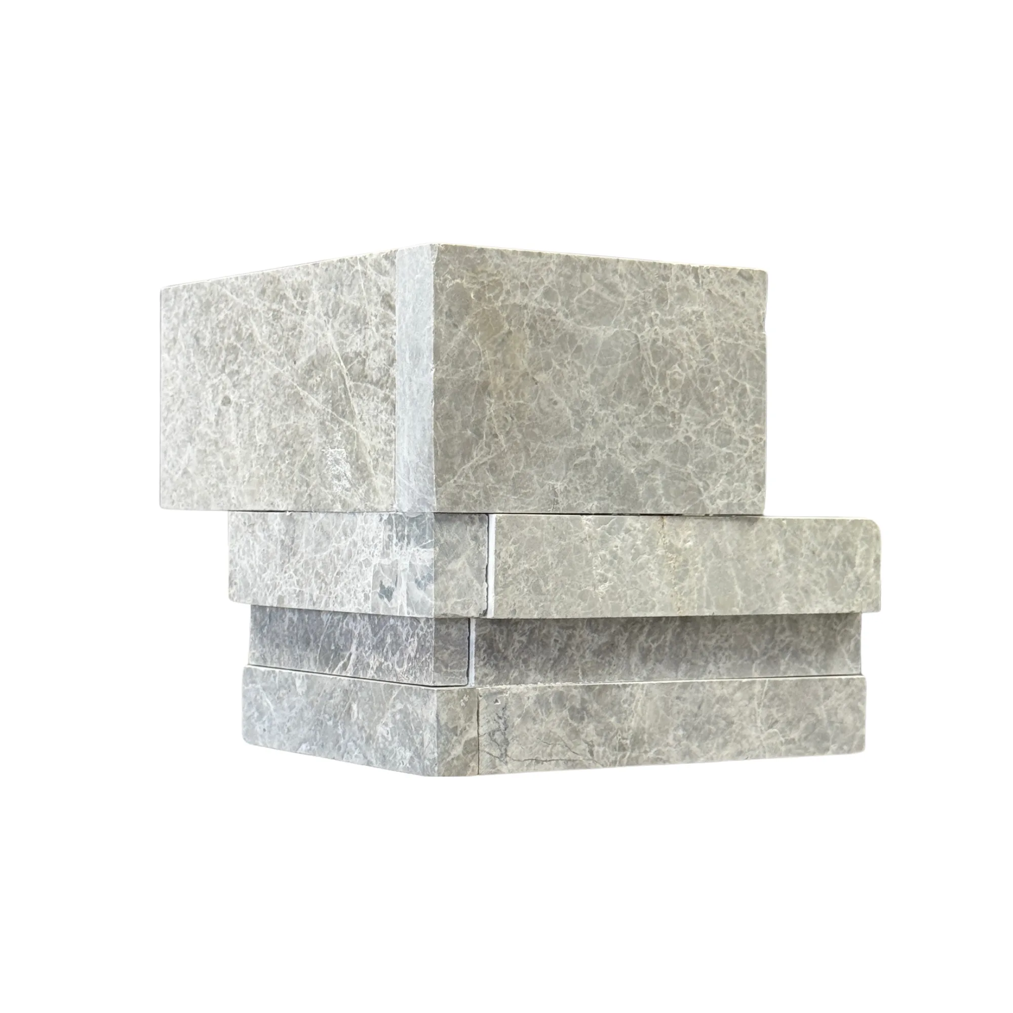 King Silver Marble 3D Honed Ledger Panel - 6x6 Corner