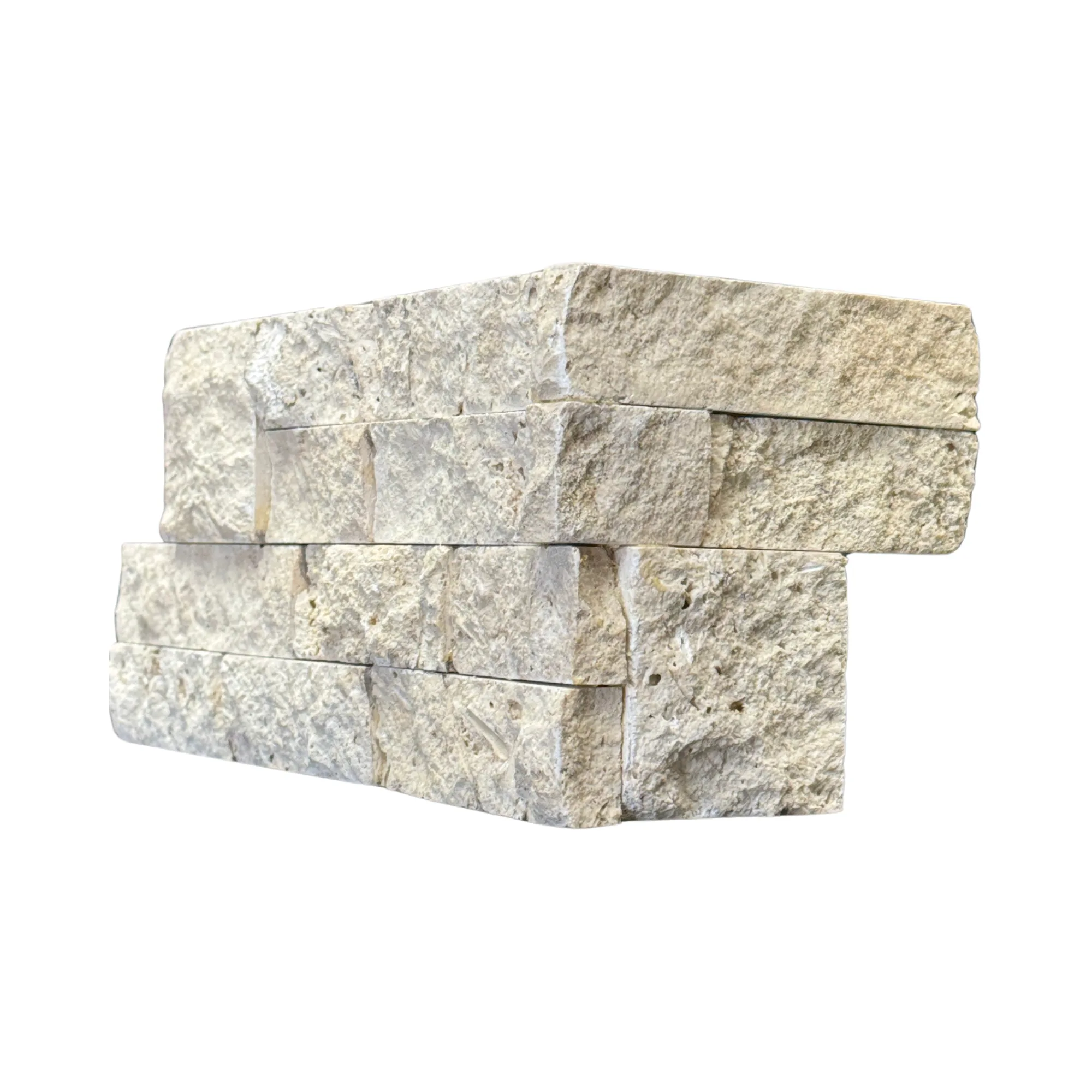 Light Premium Travertine Split Face Ledger Panel - 6x20 Corner