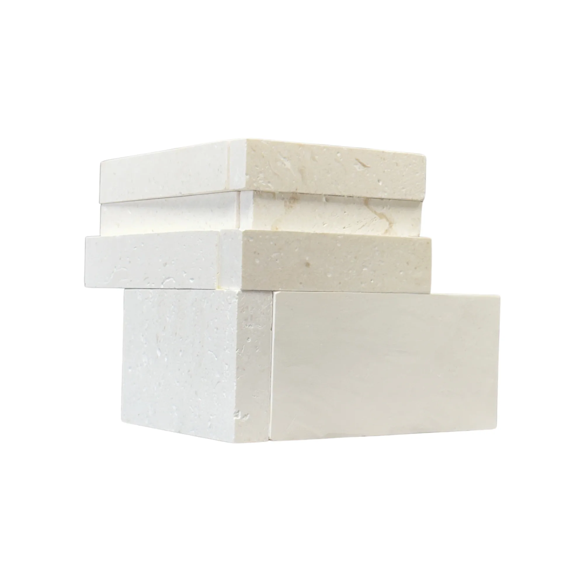 Myra White Limestone 3D Honed Ledger Panel - 6x6 Corner