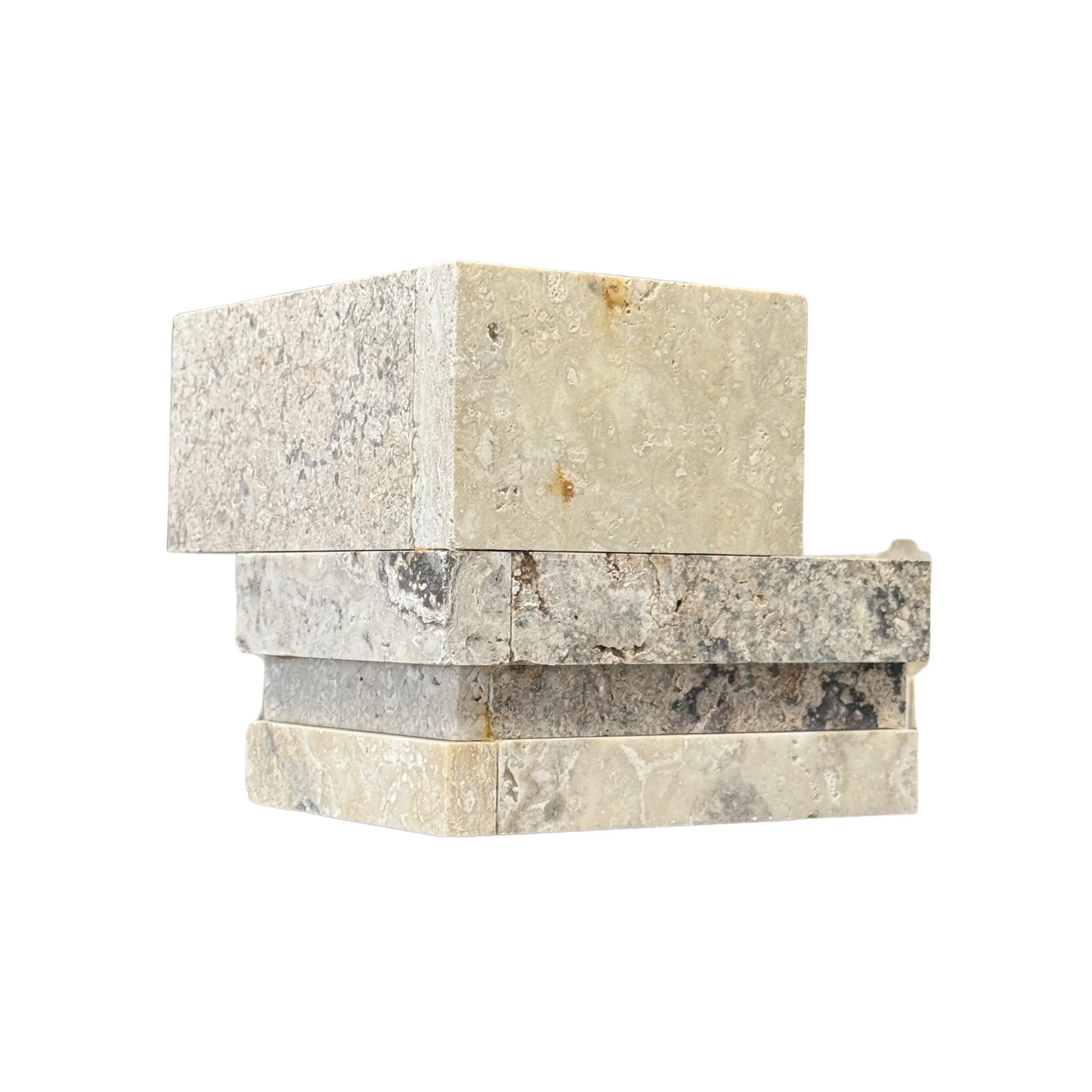 Plata Travertine 3D Honed Ledger Panel - 6x6 Corner