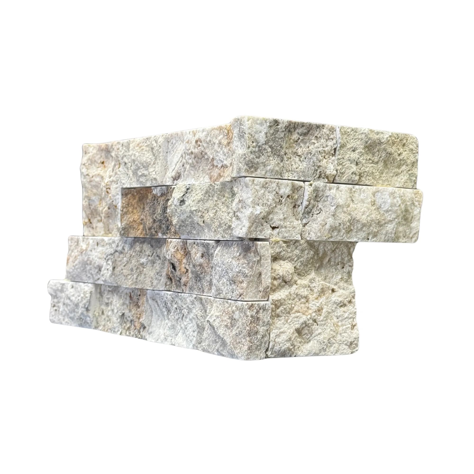 Plata Travertine Split Face Ledger Panel - 6x20 Corner
