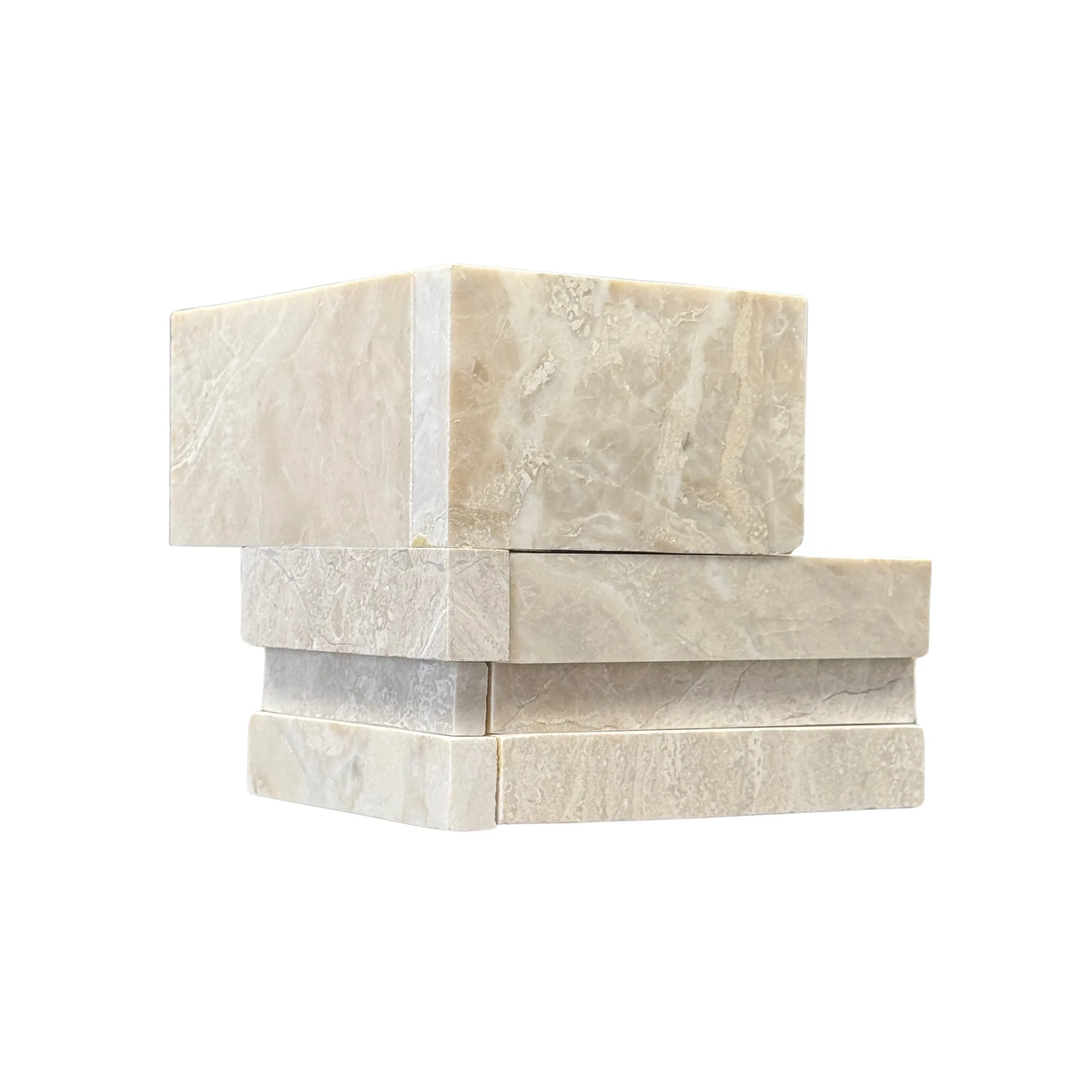 Royal Cream Marble 3D Honed Ledger Panel - 6x6 Corner